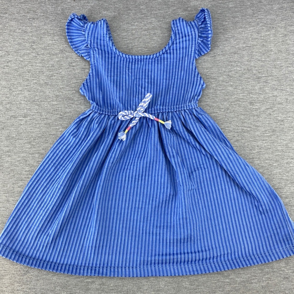 Vince Camuto Blue‎ Stripe Ruffle Sleeve Dress Toddler Girls 18M